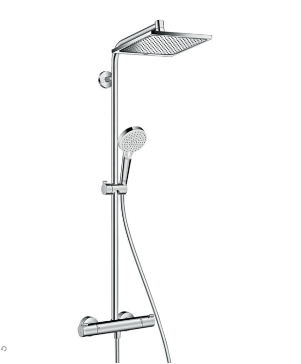 Brause-System HansgrohCrometta E 240 Handbrause, Kopfbrause 240x240 mm und Thermostat chrom