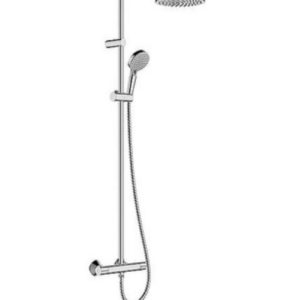 Brause-System Hansgrohe 200 1jet Vernis Blend Handbrause, Kopfbrause Ø 205 mm und Thermostat chrom