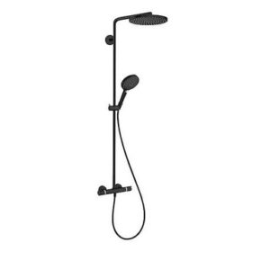 Brause-System Hansgrohe Raindance Select S 240 1jet PowderRain, Handbrause, Kopfbrause 240mm und Thermostat, mattschwarz