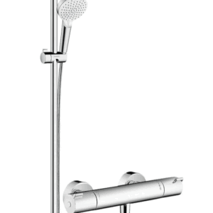 Brausethermostat-Set Hansgrohe Crometta Vario, Ecostat 1001 CL Brausestange 900 mm, Handbrause Ø 100 mm und Brauseschlauch chrom