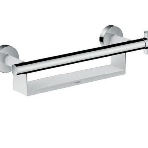 Haltegriff Hansgrohe Comfort weiß/chrom mit Brausehalter und Ablage