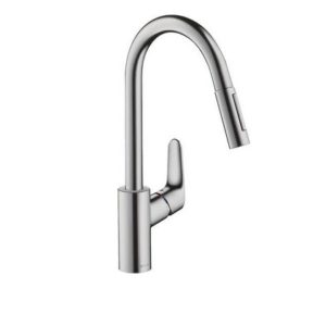 Spültischmischer Hansgrohe Focus 240 herausziehbare Geschirrbrause + System S-Box Ausladung 220 mm chrom
