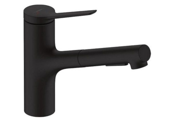 Spültischmischer Hansgrohe 150 Zesis M33 herausziehbare Geschirrbrause 2jet mattschwarz